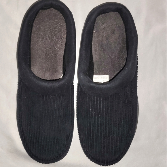 Dearform black corduroy memory foam slippers Sz 11-12 - Picture 2 of 8